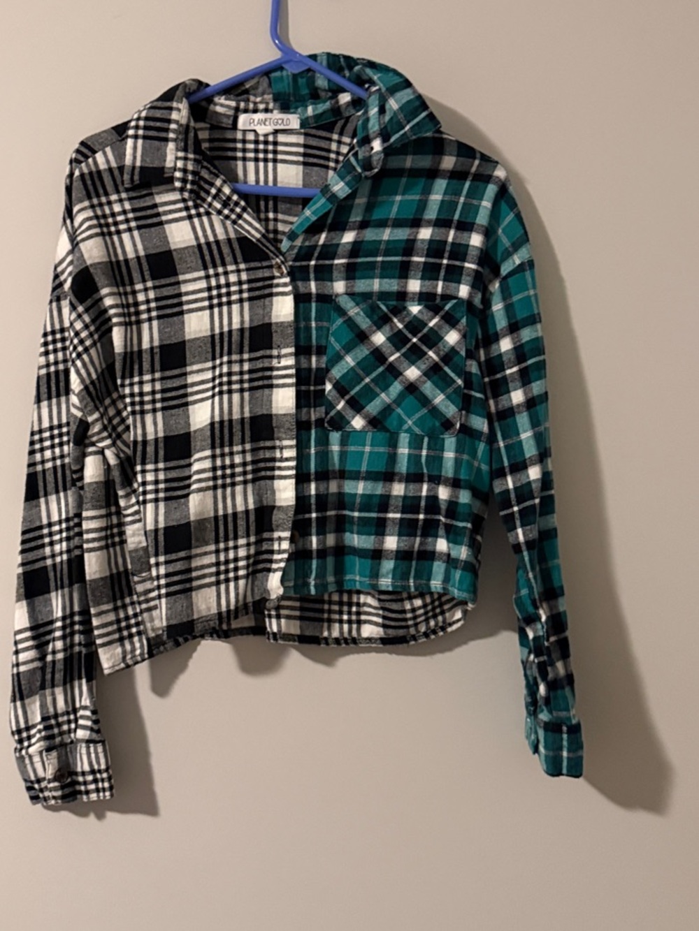PacSun Kids Two-Tone Plaid Button-Down Shirt - Black & Teal